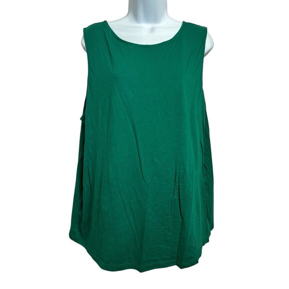 Banana Republic Green Designer Tee Sleeveless Blouse Sz XL Back V Bow Cotton - Picture 2 of 7